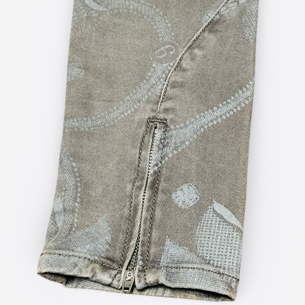 ALL SAINTS Low Rise Cropped Skinny Gray/Light Blue Floral Jeans Zipper at Hem 28 - Picture 7 of 13